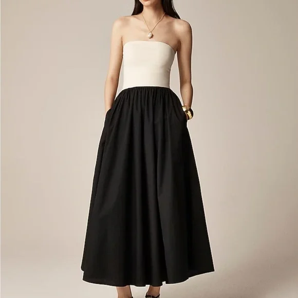 j crew black strapless dress J. Crew strapless seersucker dress, Size 8 main image 1